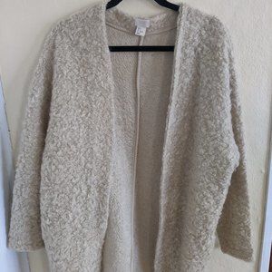 H&M Oversized Faux-Shearling Open Jacket / cream